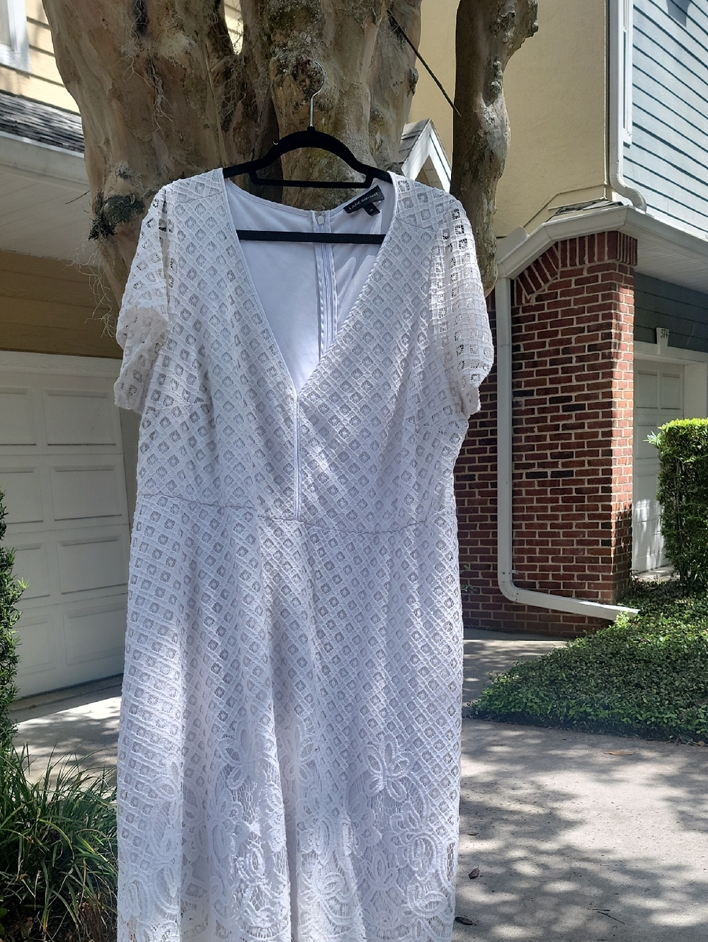 Lane Bryant White Lace Dress with V-Neck